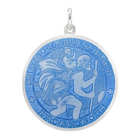 Silver St Christopher Medal With French Blue Enamel Craig Husar