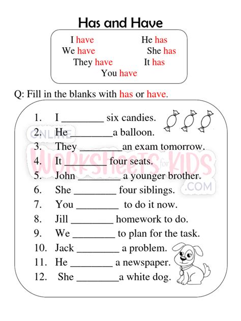 Has And Have Worksheets For Grade Pdf Worksheets Library