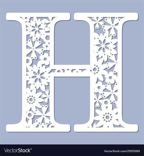 Laser Cutting Pattern Letter H Royalty Free Vector Image