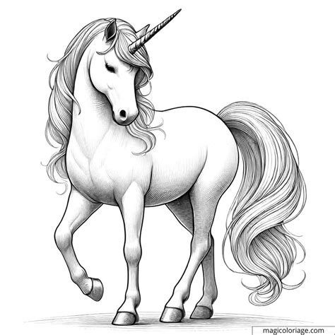 Dibujo Para Colorear De Majestuoso Unicornio