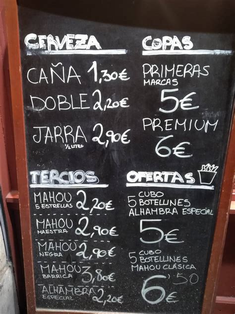 Carta Del Pub Y Bar Cervecer A Del Guzm N Madrid