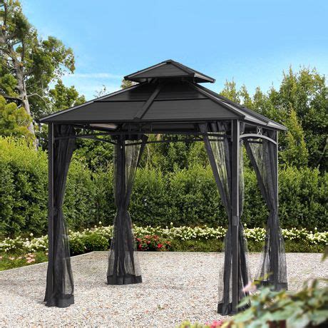 Hometrends 8 Ft X 8 Ft Hardtop Gazebo With Netting Walmart Ca