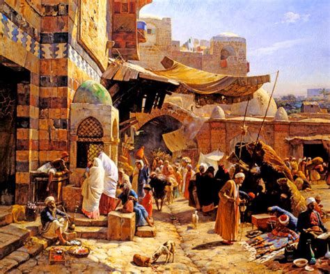 Market in Jaffa 1887 Middle East Orientalist Paint by Gustav ...