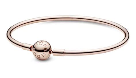 Brazalete Rígido Pandora Moments Cubierto En Oro Rosa De 14k Talla 19