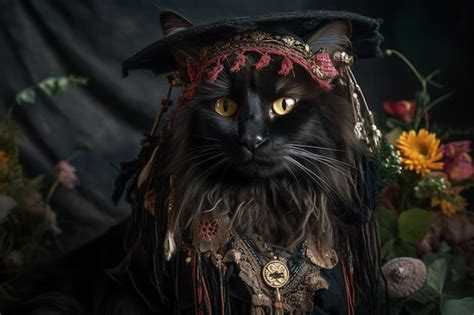 Premium Ai Image Araffe Cat Wearing A Pirate Costume With A Hat And