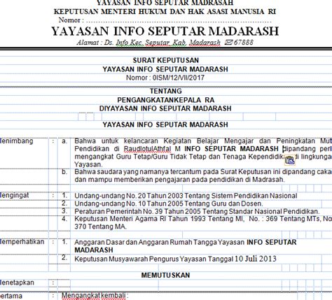 Detail Contoh Surat Keputusan Pengangkatan Pengurus Yayasan Koleksi