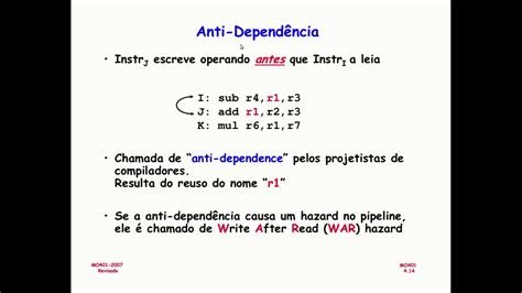 Arquitetura E Organizacao De Computadores Aula 08 Dependências De Dados Youtube