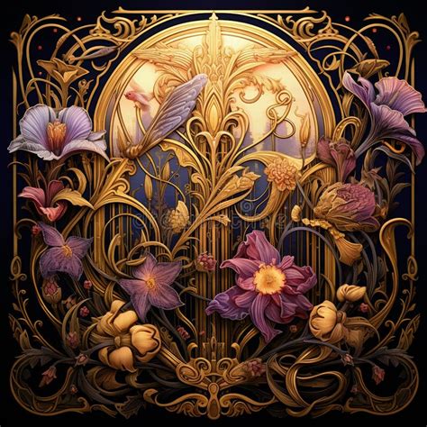 Art Nouveau Design, Intricate and Organic Pattern Stock Illustration