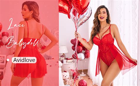 Avidlove Babydoll Lingerie For Women Floral Snap Crotch Teddy Chemise