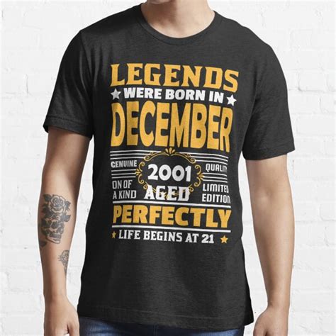 Legends Born In December 2001 Limited Edition 21th Birthday 21 Years Old Vintage Quality Aged