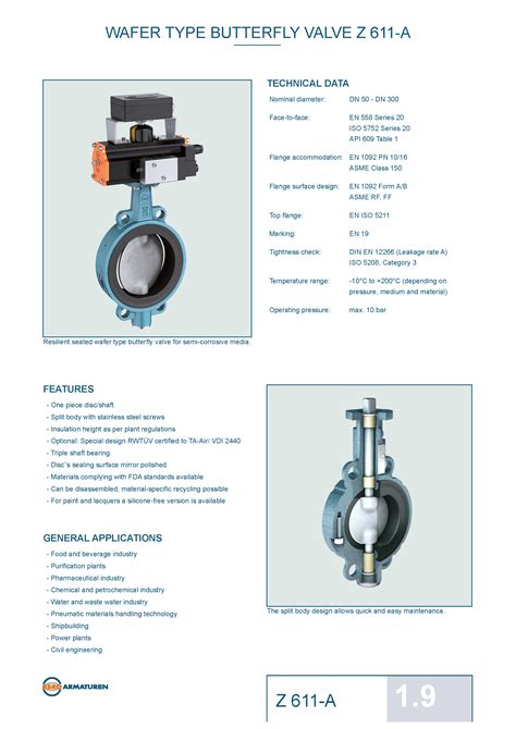 Z A Ebro Armaturen Wafer Type Butterfly Valve Pneuma