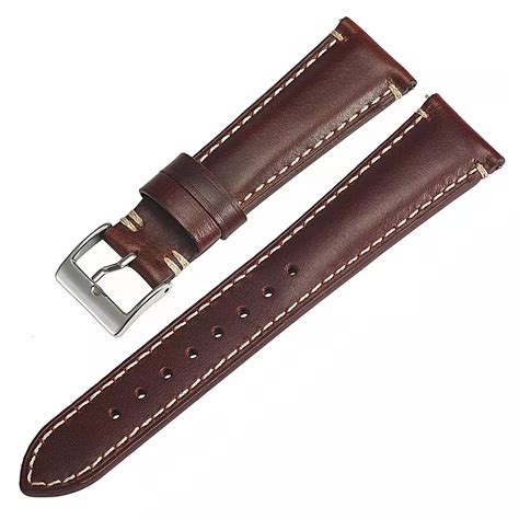 Vintage Style Smooth Leather Watch Strap - Brown