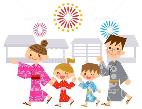 家族で夏祭り イラスト素材 1948643 フォトライブラリー Photolibrary