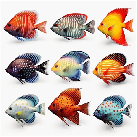 Premium AI Image Tropical Fish Collection Isolated On White