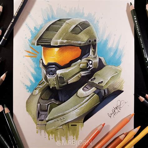 Master Chief drawing I made a while ago : r/halo