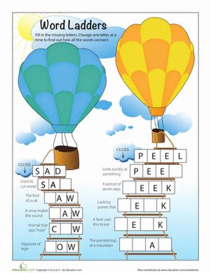 Word Ladder Puzzles | Worksheet | Education.com