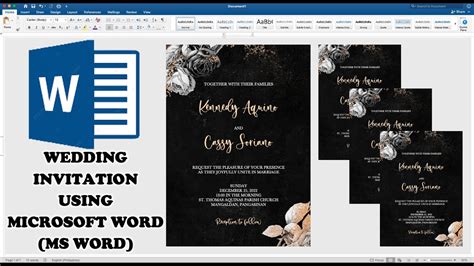 Black With Gold Dust How To Make Wedding Invitation In Microsoft Word