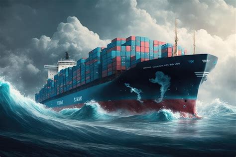 Premium Photo Big Cargo Container Ship In The Stormy Sea Generative Ai