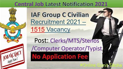 IAF Group C Civilian Recruitment 2021 1515 Vacancy Air Force Group