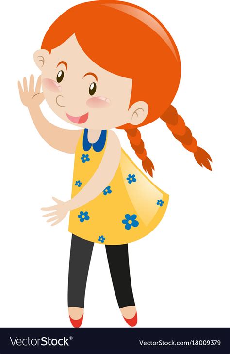 Happy Girl Waving Hello Royalty Free Vector Image