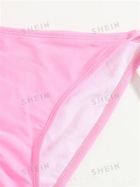 Shein Swim Mod Summer Beach Mono Bikini Set Halter Triangle Bra Tie