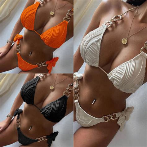Rhinestone Swimsuit Women Bikini Crystal Diamond Set Metal Chain