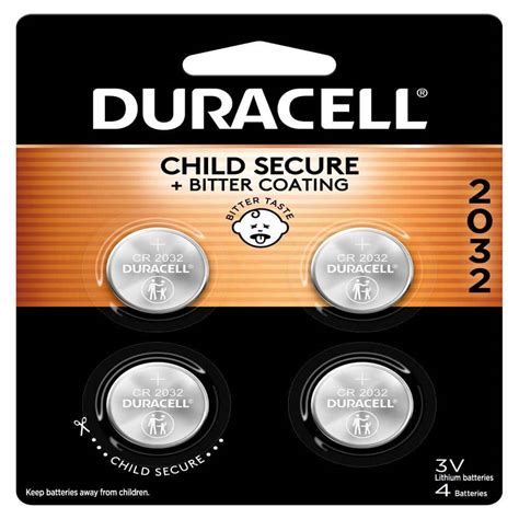 Duracell Cr2032 3v Lithium Battery 4 Count Pack Bitter Coating Helps