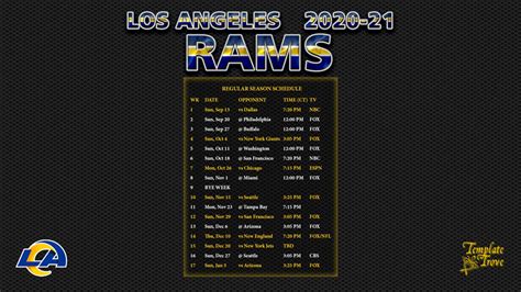 2020-2021 Los Angeles Rams Wallpaper Schedule