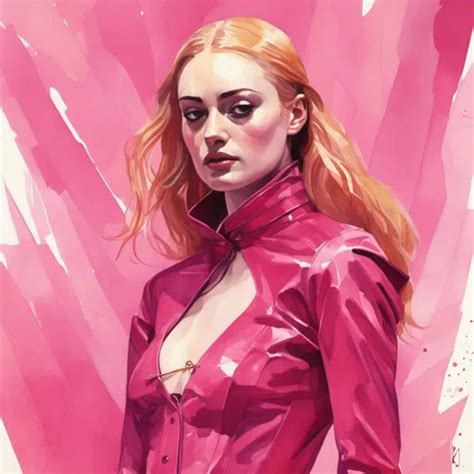 Sophie Turner Hypnotic Pink Latex Artstyle OpenArt