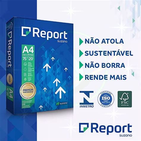 Papel Sulfite Report Suzano Premium Performance A G Resma Folhas