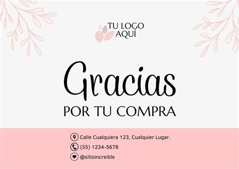 Tarjeta De Agradecimiento Gracias Por Tu Compra Rosa Templates By Canva Tarjetas De