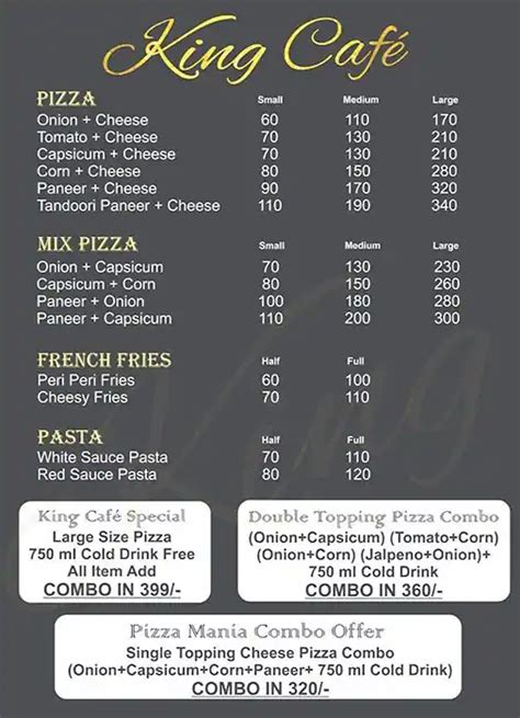 Menu of King Cafe, Sector 2, Faridabad