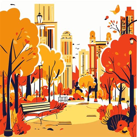 Premium Vector Beautiful Autumn City Park