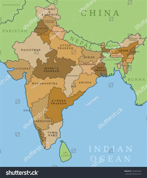 India Map With States Border