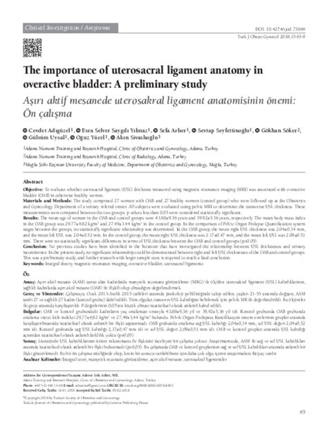 (PDF) The importance of uterosacral ligament anatomy in overactive ...