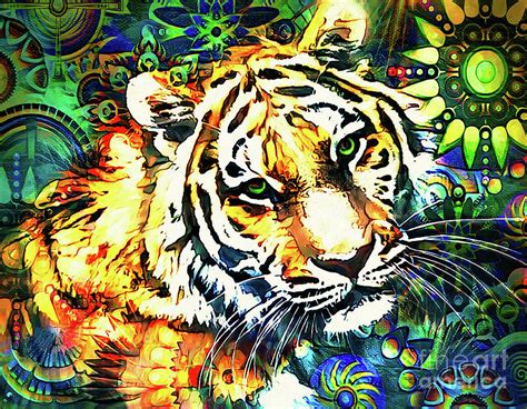 Abstract Tiger Digital Art By Tina LeCour Fine Art America