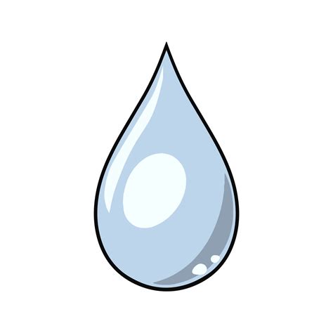 una gran gota alargada de agua, salpicaduras, ilustración vectorial en ...