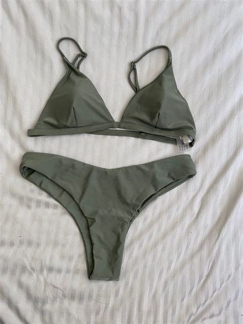 Zaful Sage Green Bikini Set XL Extra Large On Carousell