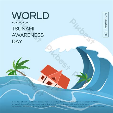 Cartoon Drawing Natural Disaster Scene World Tsunami Awareness Day ...