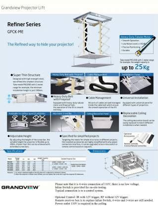 Grandview Gv Gpck Me Refiner Series Ceiling Recessed Projector Lift