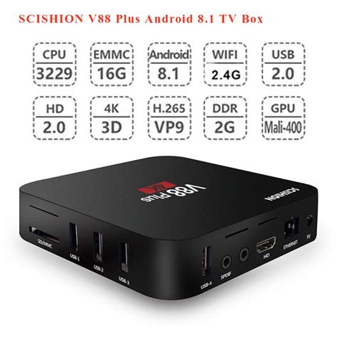 SCISHION V88 Plus Android 8 1 Smart TV Box RK3229 Quad Core 4K VP9 USB2