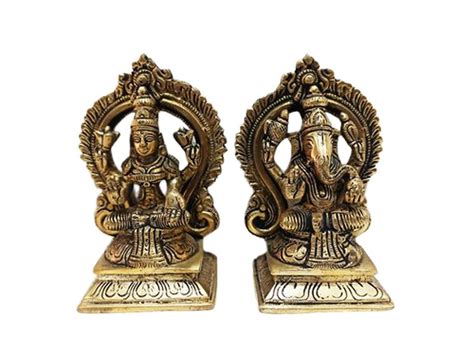 Brass Golden Laxmi Ganesh Statue Size X X Inch At Rs