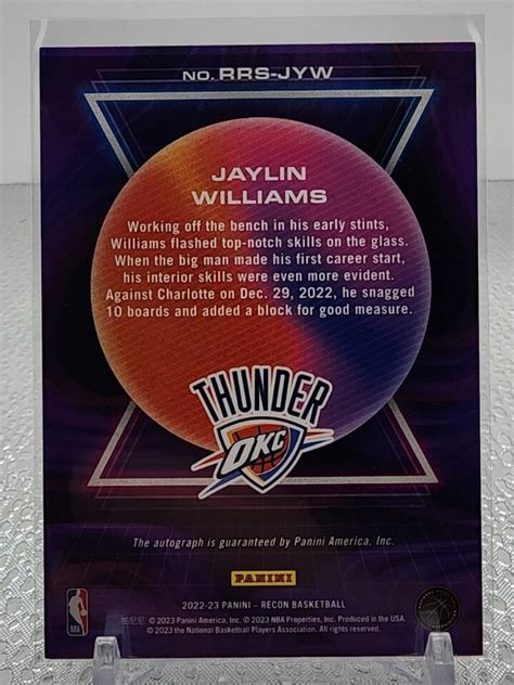 2022 23 Recon Jaylin Williams Rookie Auto 49 RC Oklahoma Thunder EBay