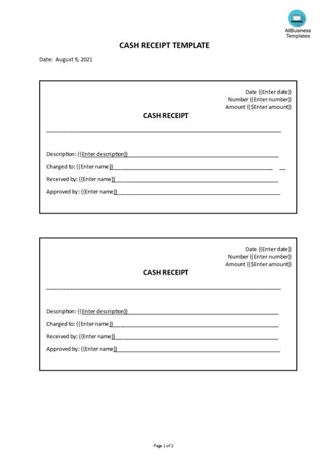 Acknowledgement Receipts 2 Per Page Receipt Template Free Receipt Template Word Template