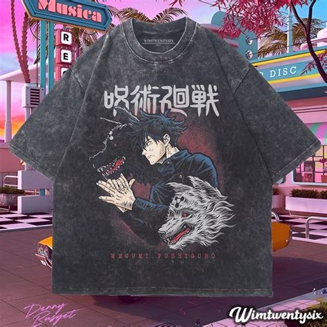 Anime Jujutsu Kaisen Fushiguro Megumi Wolf Washing Vintage Tee