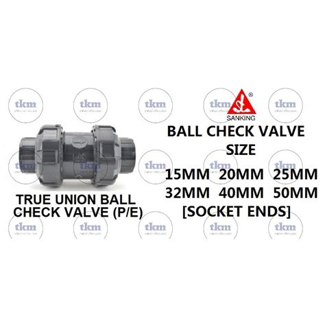 Sch Brand Sanking Pvc Double Union Ball Check Valve Socketed Ends