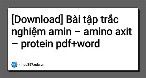 Hình minh họa Bài tập trắc nghiệm amin amino axit protein