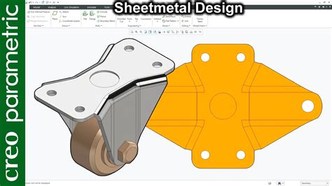 Sheet Metal Tutorial Wheel Support In Creo Parametric Youtube