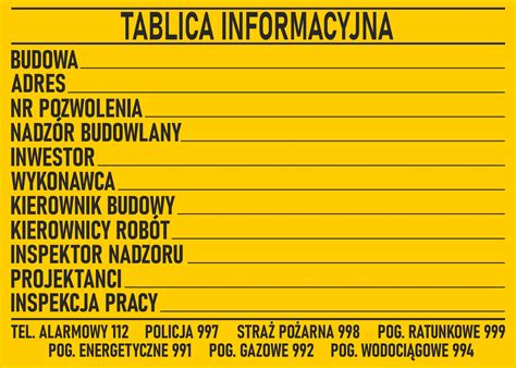 Tablica Informacyjna Budowlana X Cm Cena Opinie Tablice