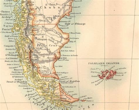 Grande Vittoriano Mappa Del Sud South America Falkland Islands